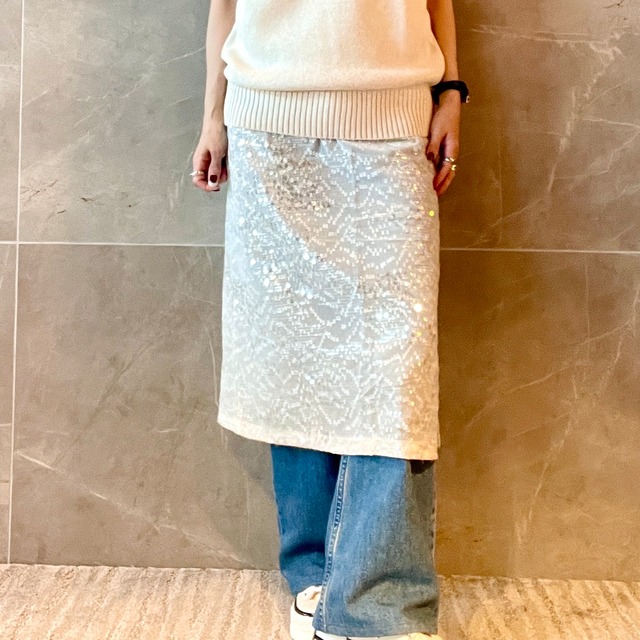 スパンコール刺繍ドビーレイヤースカート　＜PLATZCLASSIC＞