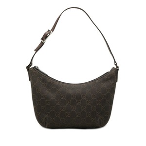 グッチ GGキャンバス ワンショルダーバッグ 32160 ダークブラウン キャンバス レザー レディース GUCCI 【中古】
