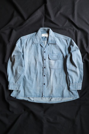 ANACHRONORM/アナクロノーム　DENIM TUCK OPEN COLLAR SHIRT Lt.INDIGO　AN109-W1