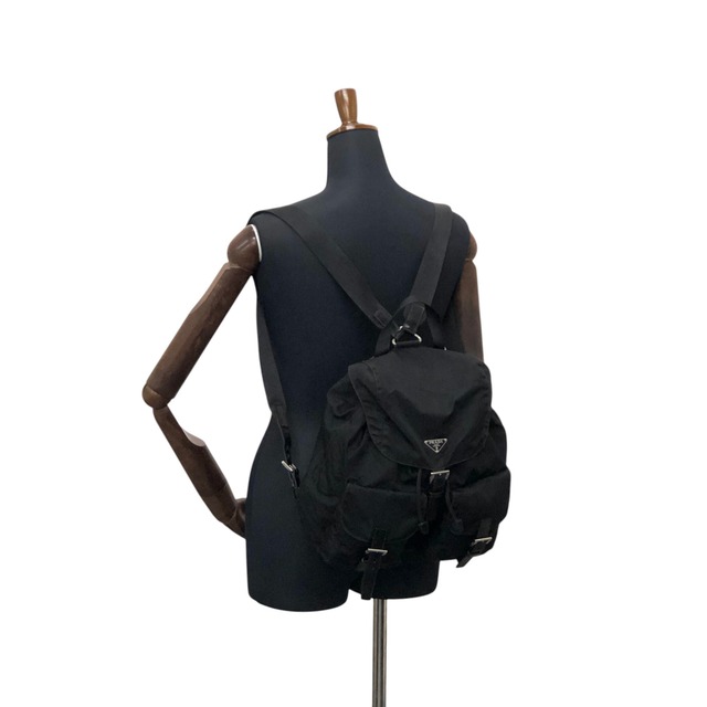 PRADA プラダ バックパック ブラック トライアングルロゴ ナイロン ダブルポケット vintage ヴィンテージ オールド 8bgn3y