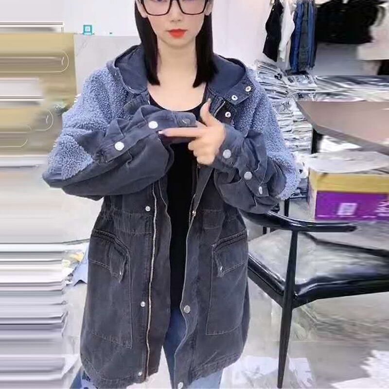 プラスサイズレディースインタイド秋デニムステッチセーターレディース2020新作ファットMM240kgルーズスリムコート ミックスインファッション21159502553