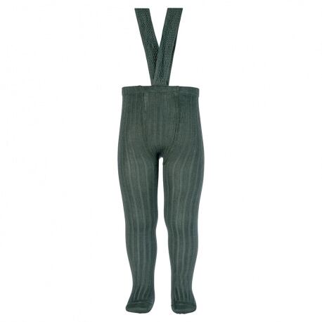 Condor Rib tights with elastic suspenders【12-24M】Pine