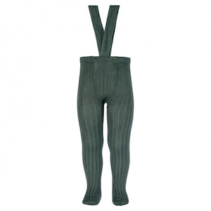 Condor Rib tights with elastic suspenders【12-24M】Pine
