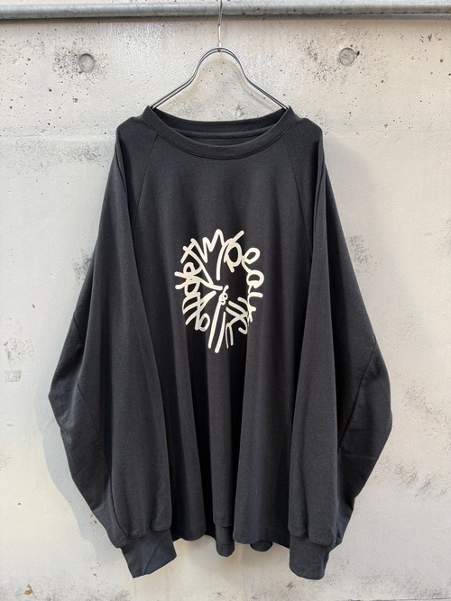 『my beautiful landlet』SUPIMA COTTON OVERSIZE RAGLAN L/S T-SHIRT - print / BLACK