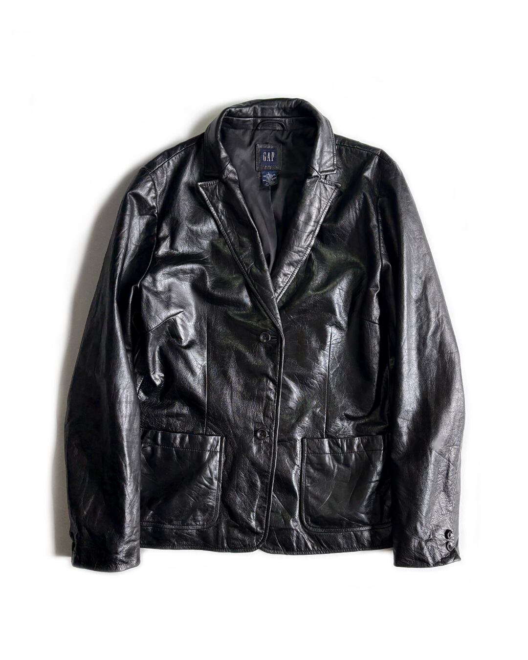 J.Ferrar】90's Leather Car Coat Black L | Pay ID