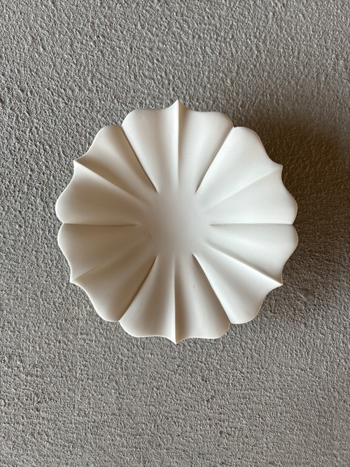白磁稜花浅鉢 160mm 　東一仁