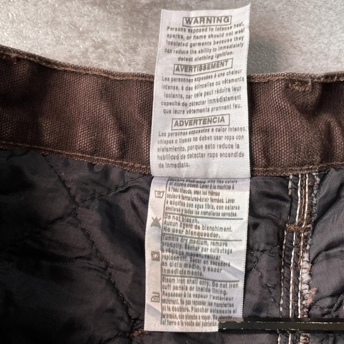 00s USA生地製 ダークブラウン ダブルニー Carhartt 32×34 詳細写真12
