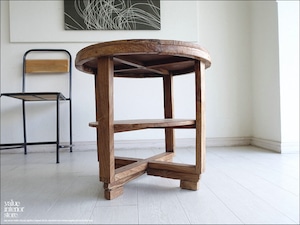 チーク無垢材 ヴィンテージサイドテーブルBoln01 丸テーブル 什器 コーヒーテーブル 一点物 再生家具 無垢材家具