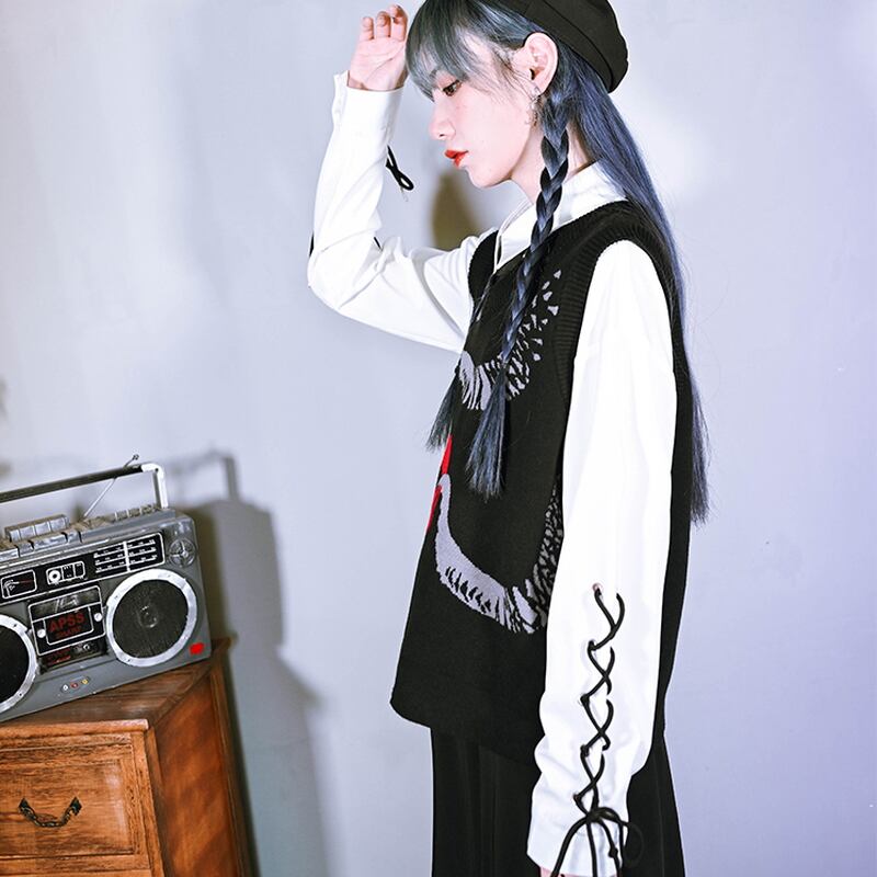 古怪舎 ニット ベスト Monster CLUB 妖怪 クール ストリート系 古怪舎 ニット ベスト Monster CLUB 妖怪 クール ストリート系