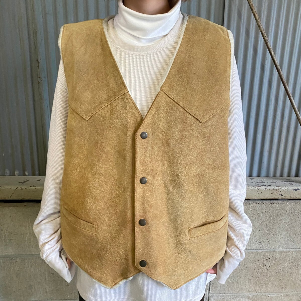 韓国製 80〜90年代 Schott ショット スエードレザー ボアベスト 44