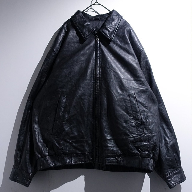 90s "J. Ferrar" Black Leather Swing Top Blouson