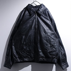 90s "J. Ferrar" Black Leather Swing Top Blouson