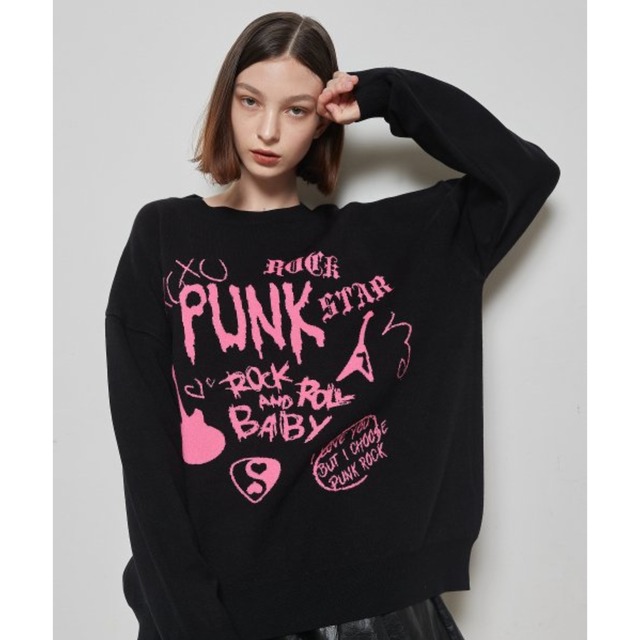 [LUV IS TRUE] OT PUNK KNIT(BLACK) 正規品  韓国ブランド 韓国ファッション 韓国代行 韓国通販  ニット