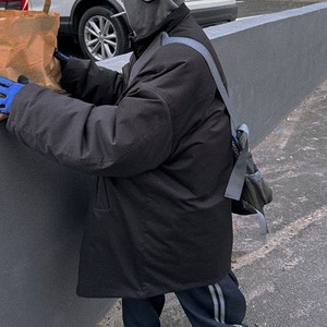 チャコールグレービッグキルトジャケットコート　1053