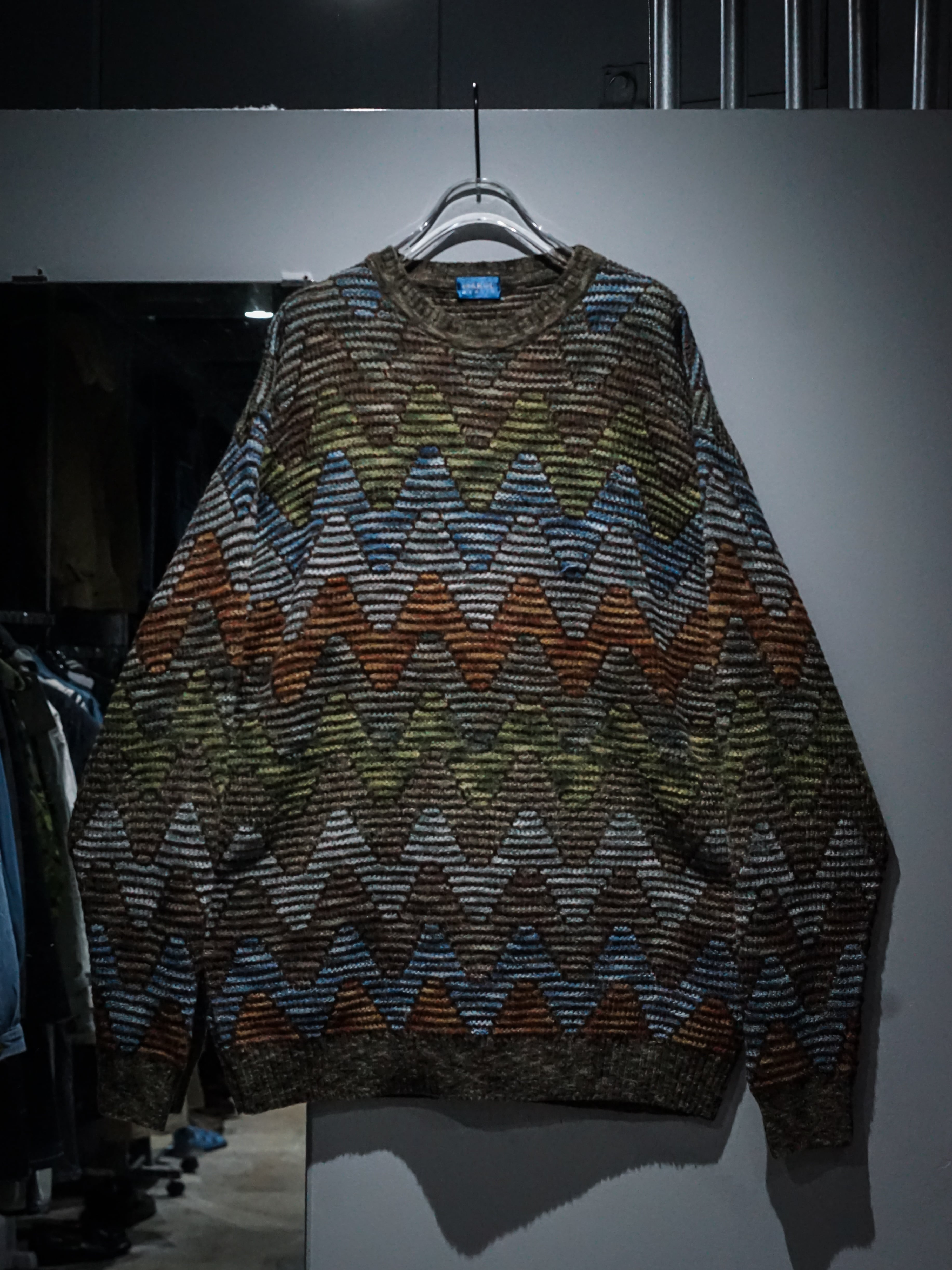 add (C) vintage】Zig-Zag Pattern Euro Vintage Loose Knit | Caka 