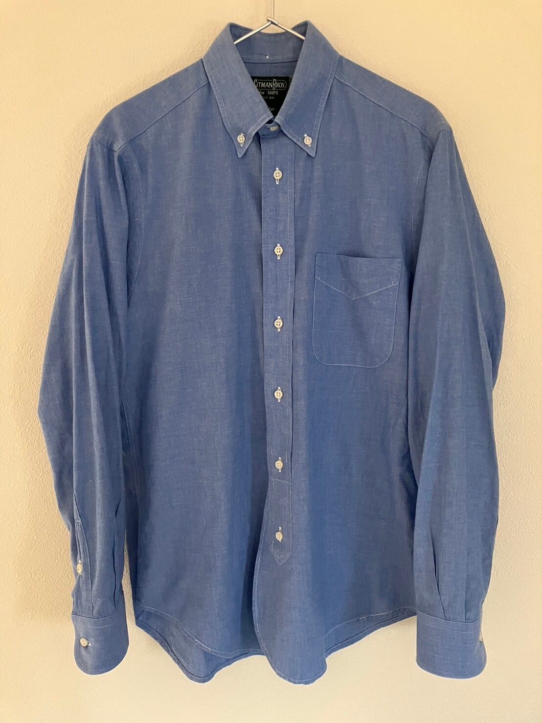 60s GLENN BERRY Stencil Chambray S/S Shirt S / US NAVY タイプ