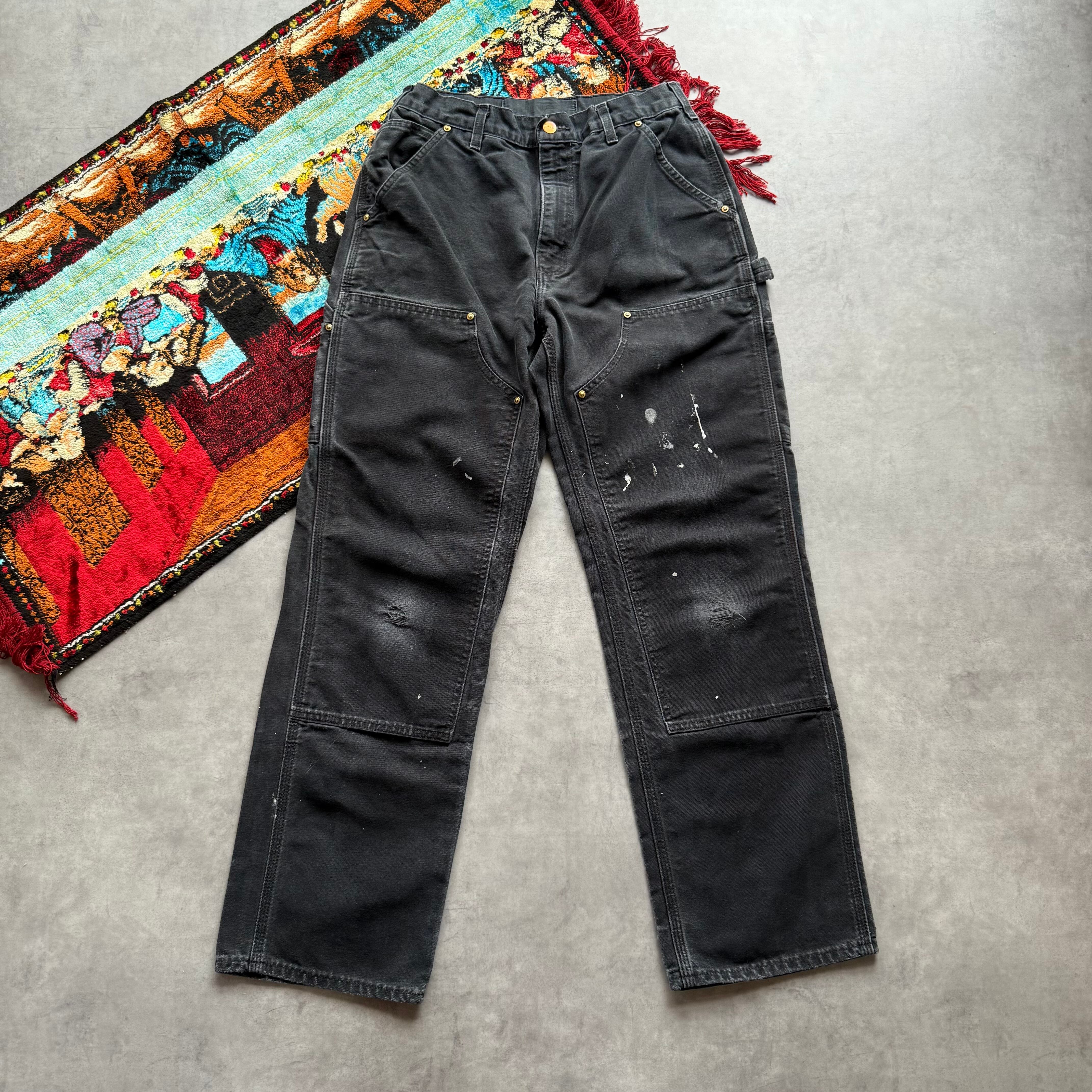 Carharrt double knee fade black work carpenter pants