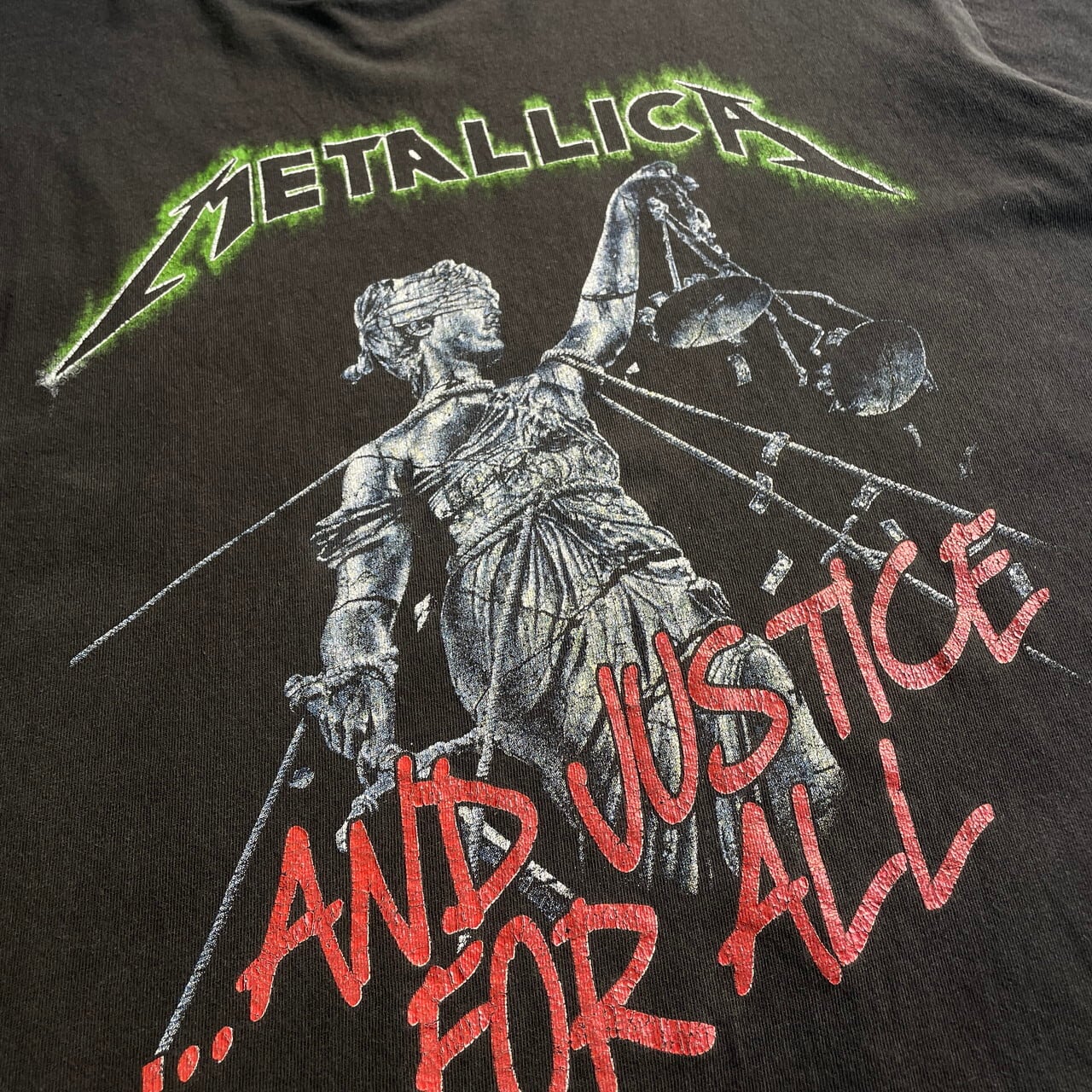 METALLICA メタリカ AND JUSTICE FOR ALL バンドTシャツ メンズM 古着 リプリント フェードブラック 墨黒【Tシャツ】  | cave 古着屋【公式】古着通販サイト powered by BASE