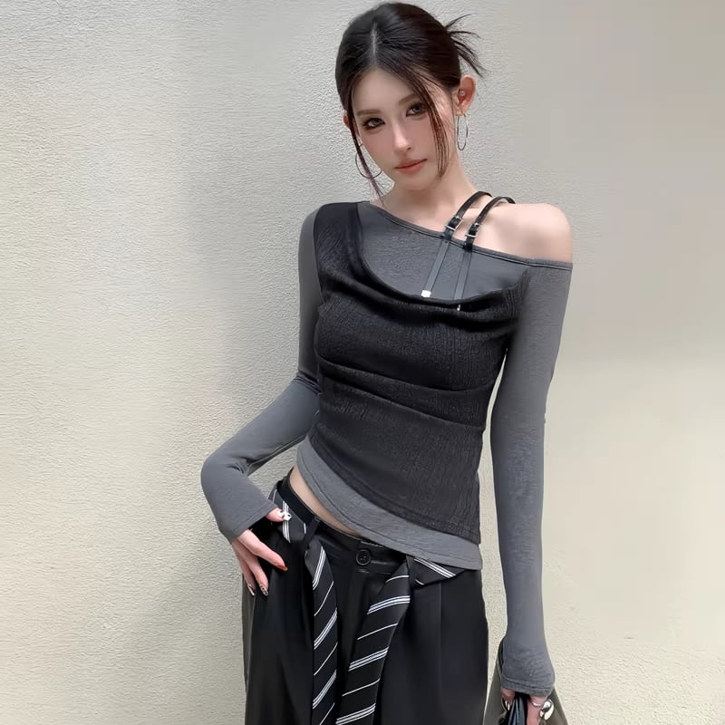 【tops】フェイクレイヤードトップス Q7940