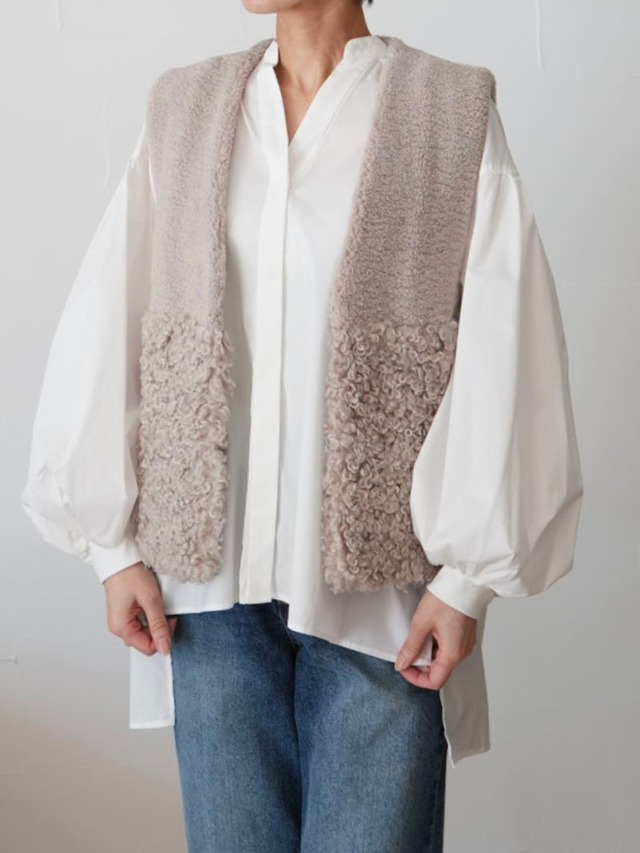 239. passione パシオーネ ボアベスト(beige/ivory/brown) (36411)