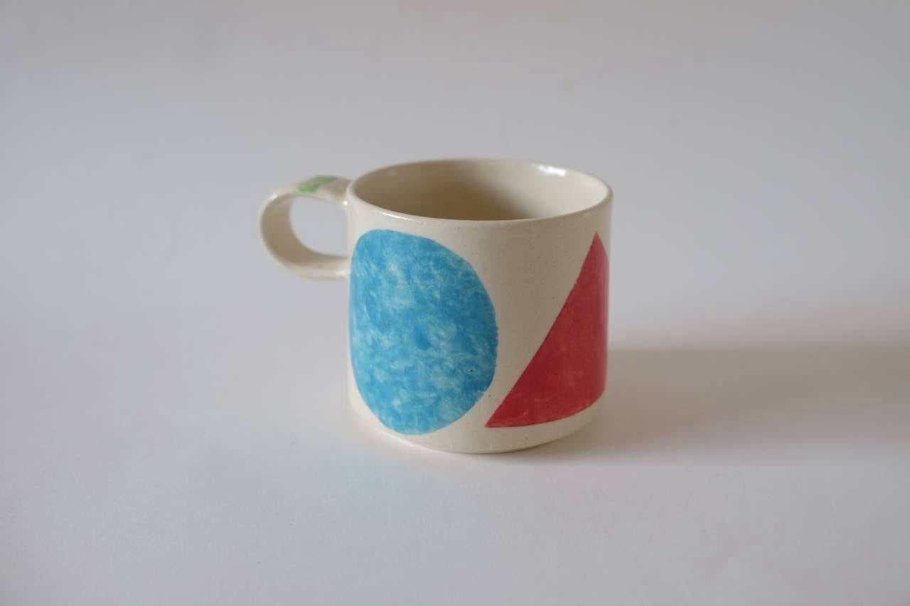 【新着】 田中 紗樹 × 嵩下 花奈子 MUG2「○△□」【陶芸 絵付作品】