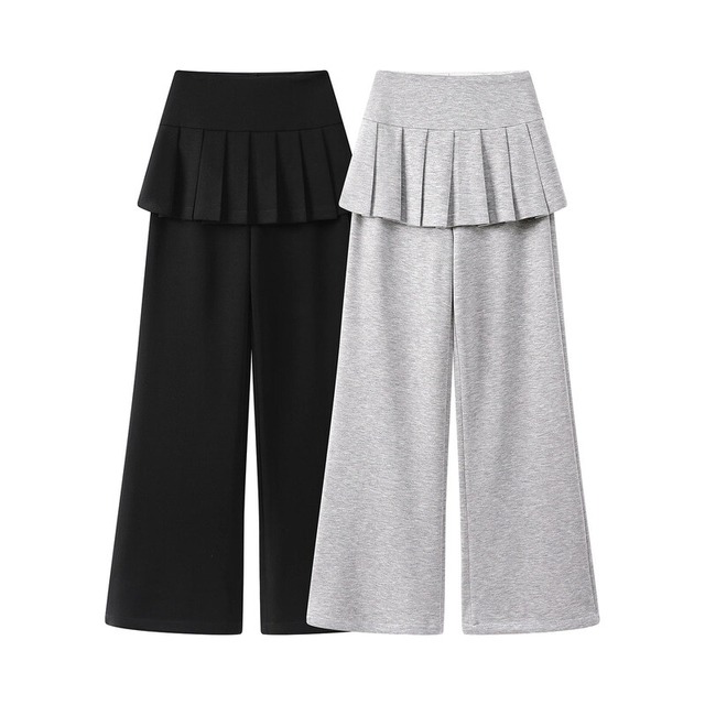 全3色/Pleated overlay wide pants　B4180
