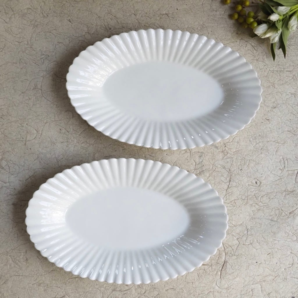 色原 昌希/白磁 オーバル皿