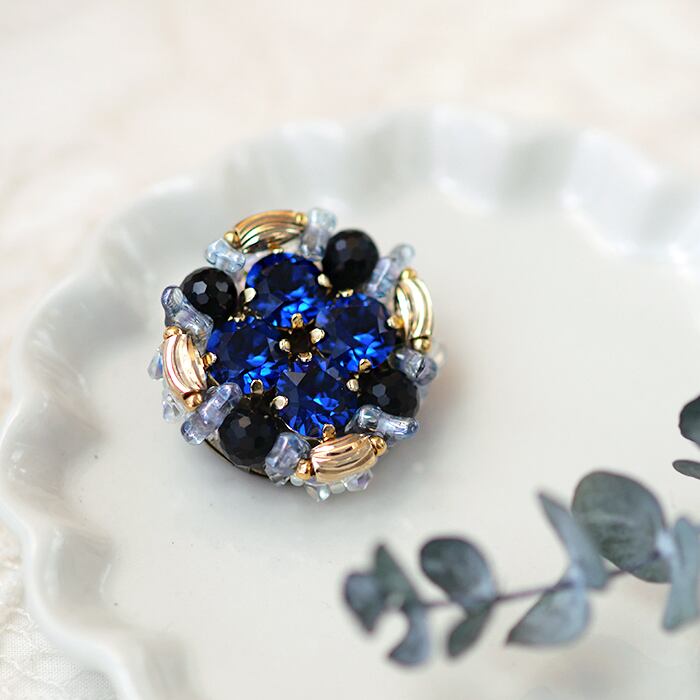 クラスターブローチ クリスマスまで5％OFF／【送料無料】ダークサファイア・ブローチキット