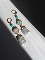 《天然石×バロックパール》ピアス(ブルー系)