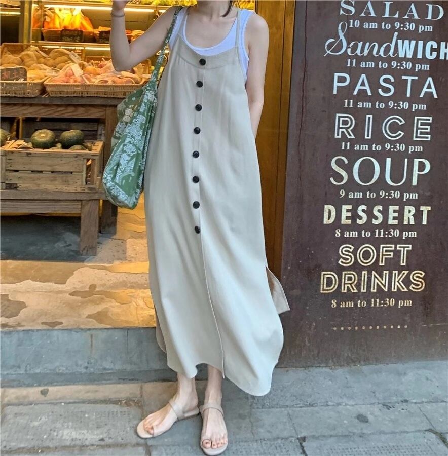 リネンブレンド　サロペット　AJ33167-1001