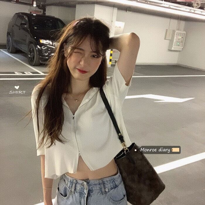 ニットセーター 薄手ショートフードカーディガンジャケット サマールーズトップス 夏物 モンロー52709644376