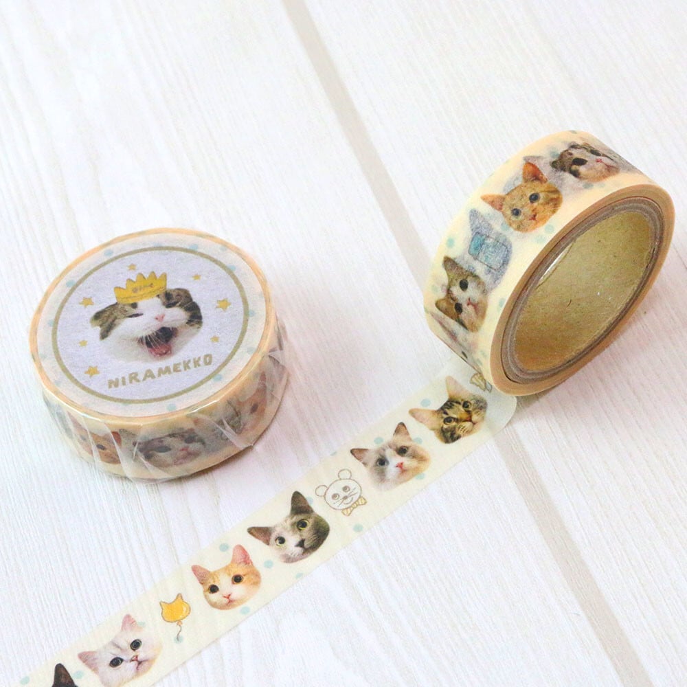 ☆ねこマステ｜マスキングテープ てんてん 猫 ねこ柄 猫雑貨 ねこモチーフ かわいい 文具 手帳デコ
