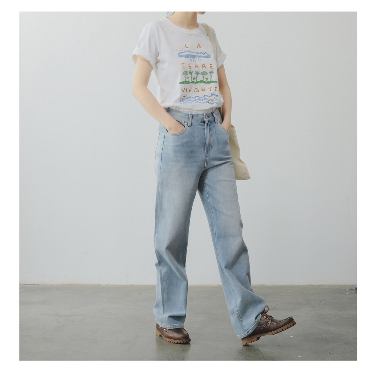 ストレート ワイド デニムパンツ   F0148 - 9