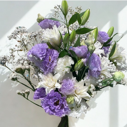 【御供】ホワイトパープルのお供え花束 画像