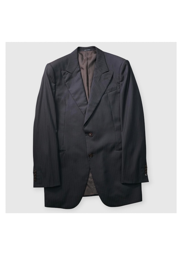 "ARMANI COLLEZIONI for Saks fifth Avenue" pinstriped peaked lapel wool tailored jacket "made in ITALY"