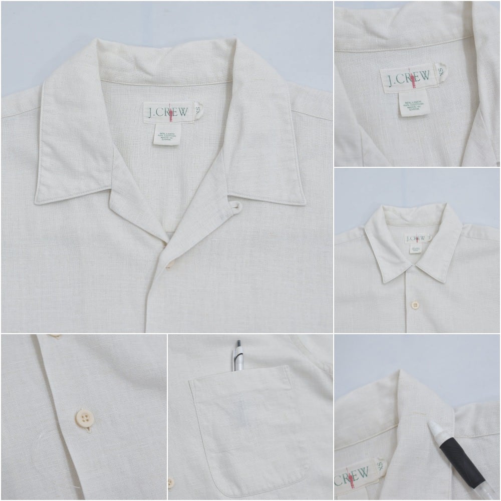 90s J.CREW ジェイ・クルー コットンリネン オープンカラー 90s J.CREW ジェイ・クルー コットンリネン オープンカラー