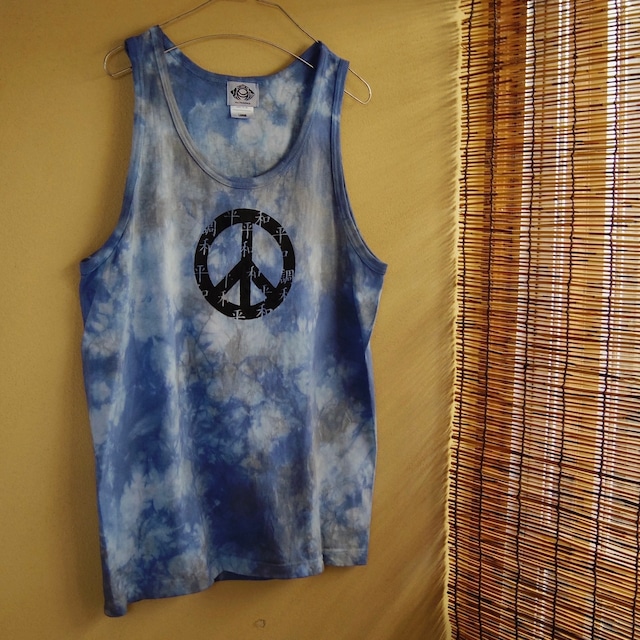 “ PEACE -平和と調和- ”  TieDye Tank top 薄群青×鼠色
