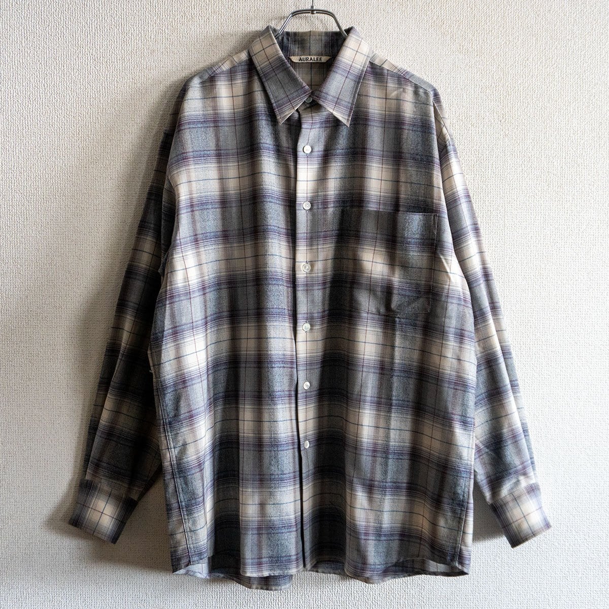 23AW/美品】AURALEE【SUPER LIGHT WOOL CHECK SHIRT A23AS01LC】3