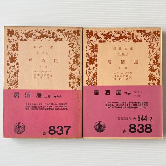 居酒屋 上下 ＜岩波文庫＞ / エミール・ゾラ 著 ; 田辺貞之助, 河内清 訳 / 岩波書店