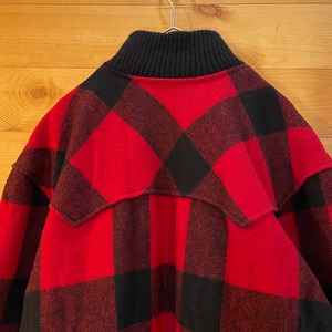 【WOOLRICH】ウールジャケット バッファローチェック ブロックチェック ブルゾン ウールリッチ M アメリカ古着