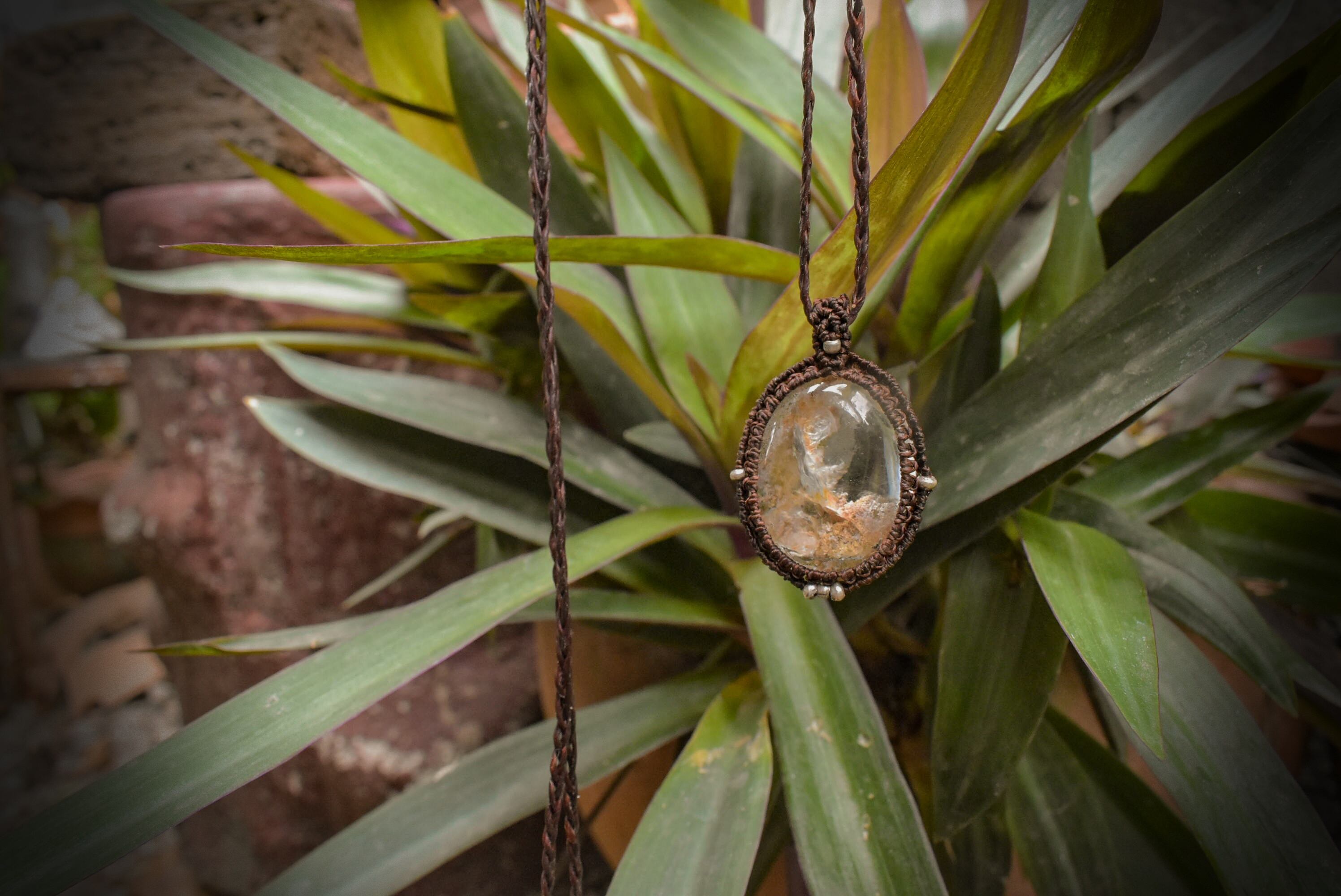 シラーと川の流れ★ガーデンクォーツ マクラメペンダントgarm004