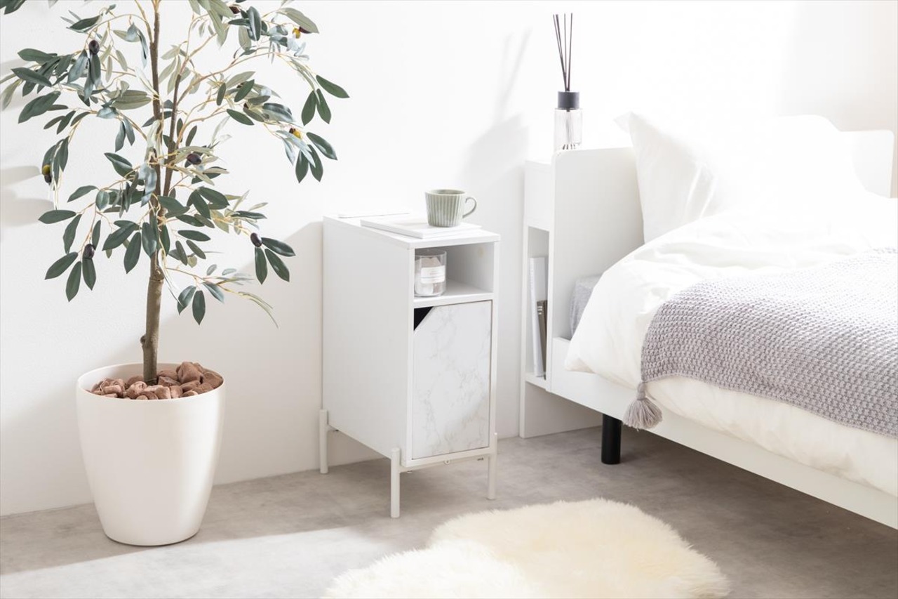 【幅20cm】Lydie USBポート&コンセント付サイドテーブル