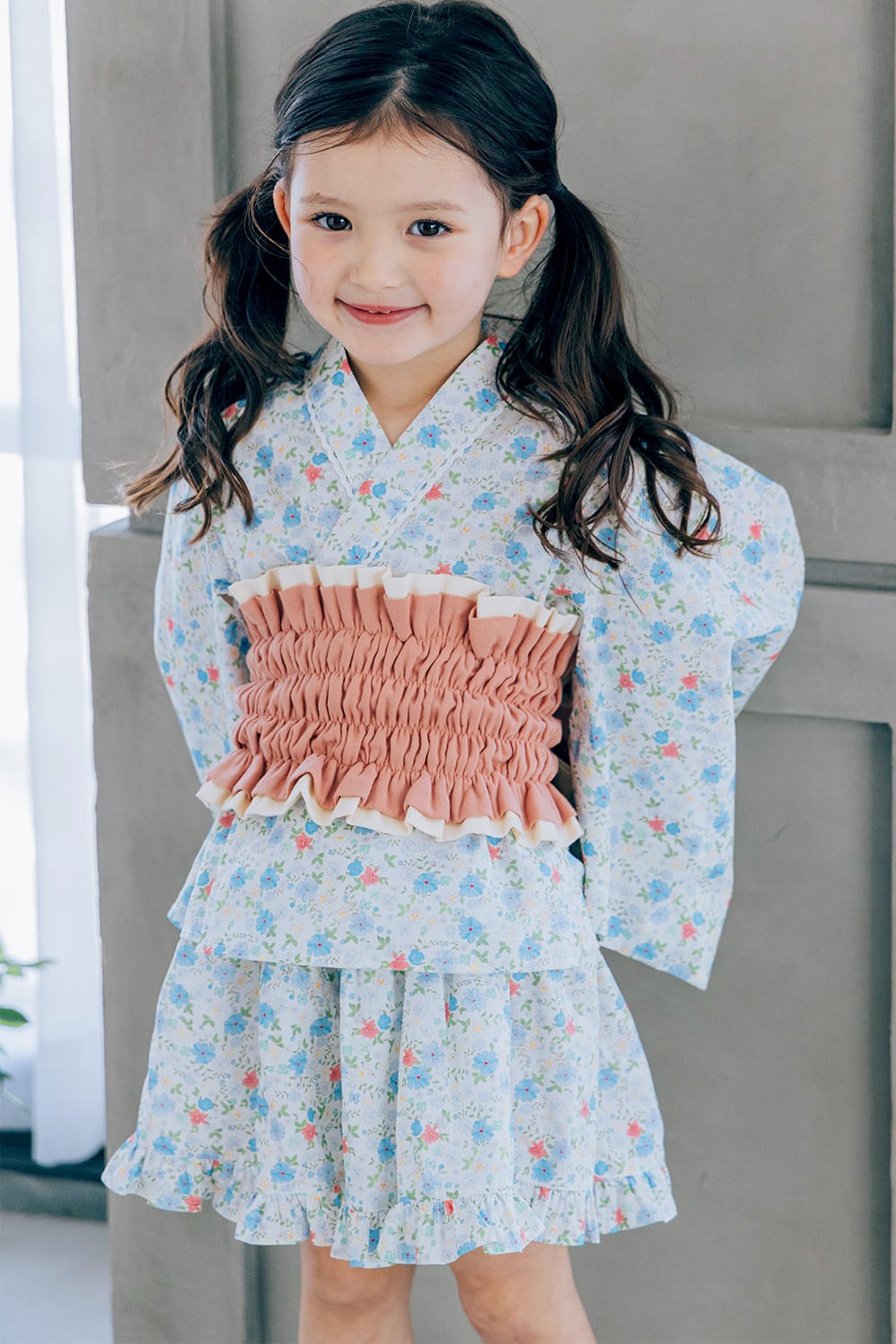 restock【3点set】YUKATA mini dress〈blue flower〉 | Coquette