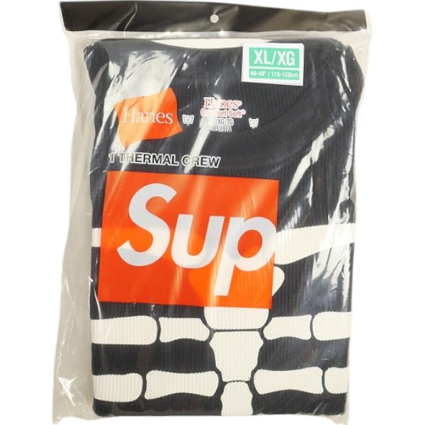 Supreme x Hanes Bones Thermal Crew M 黒