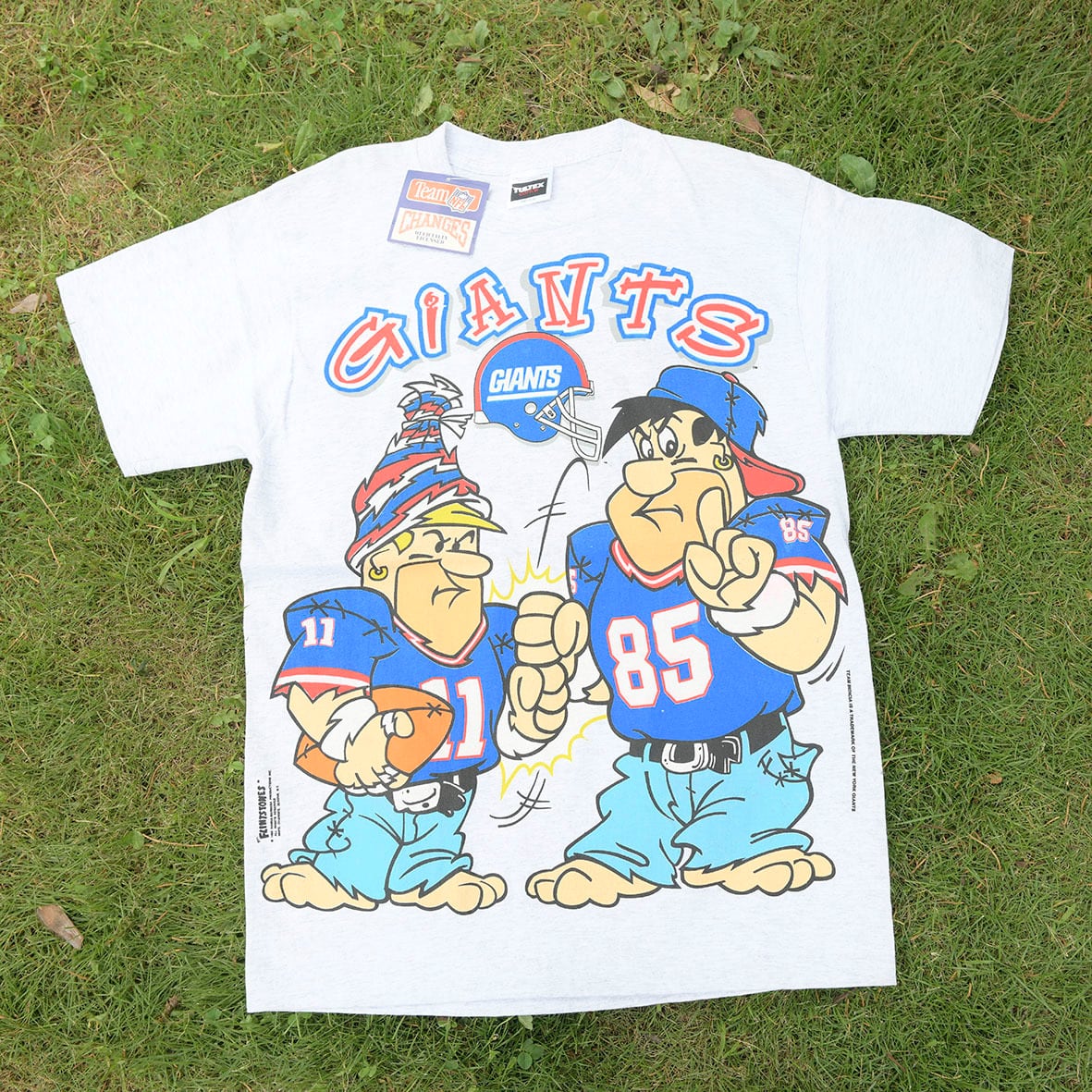 90s NFL New York Giants × Flintstones T-shirt | steez 【スポーツ ...