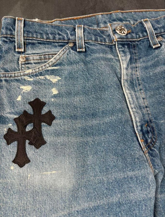 CHROME HEARTS クロムハーツ クロス刺繍 デニム パンツ ジーパン