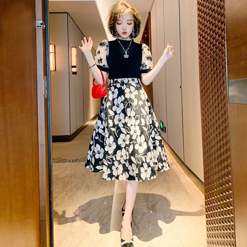 刺繍メッシュニットセーター ジャカードハイウェストウェストスカート スプリングサマー 春物 夏物 ステッチ MIUCO19058994598