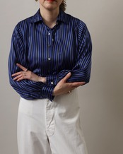 1980's Yves Saint Laurent - Rive Gauche / Striped Blouse