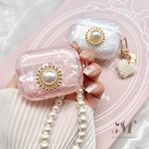 クリスタル♡ボタンパールケース【AirPods 1,2 / pro / 3 / pro2】