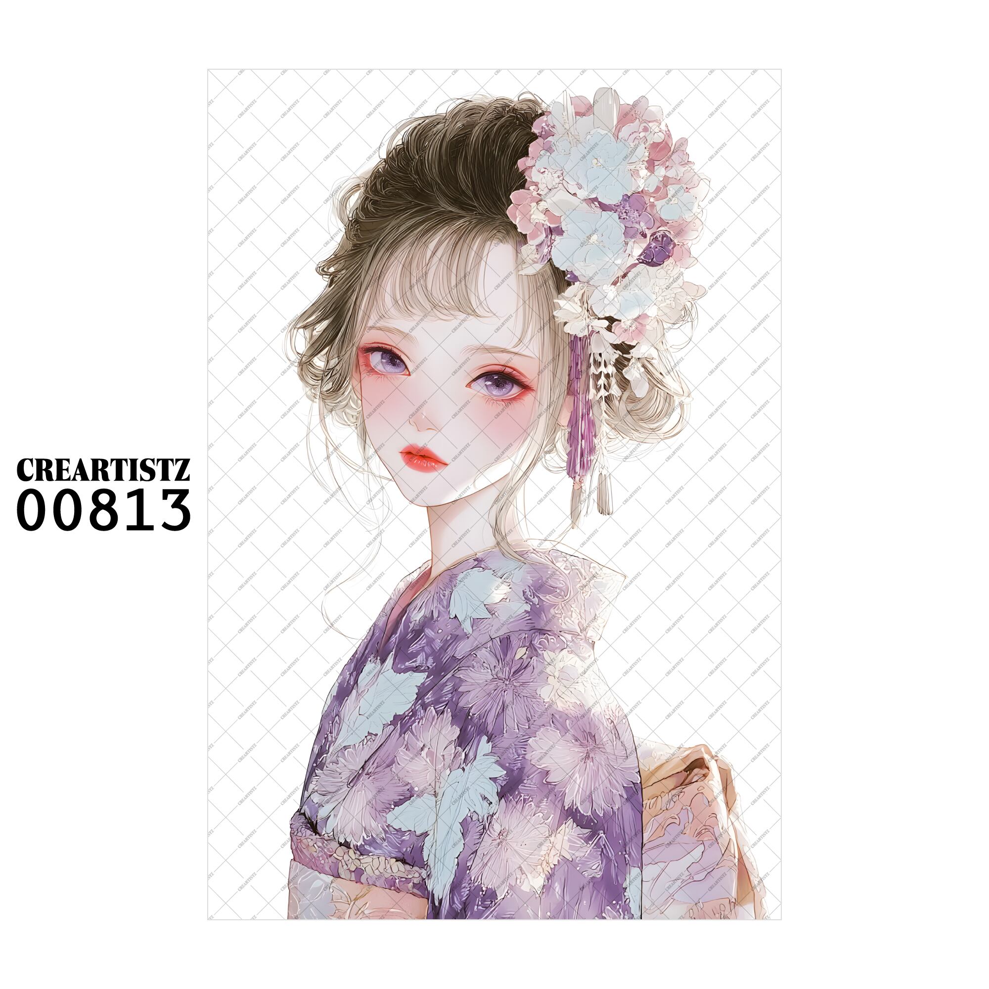 00813 ガール キュート オリジナル ペーパー/ステッカー 4枚セット CREARTISTZ